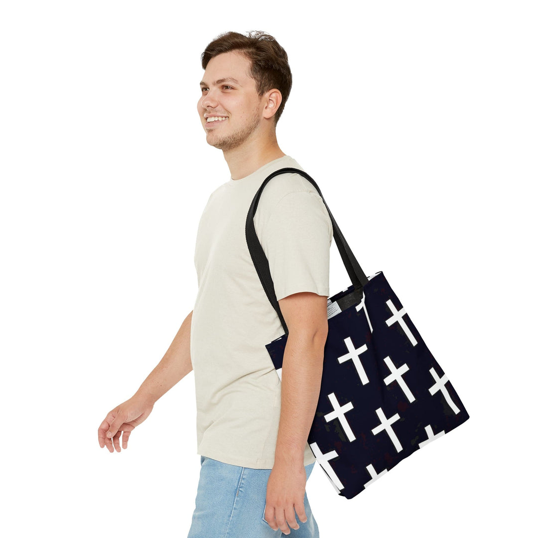 Canvas Tote Bag Black and White Seamless Cross Pattern - Bags | Canvas Tote Bags