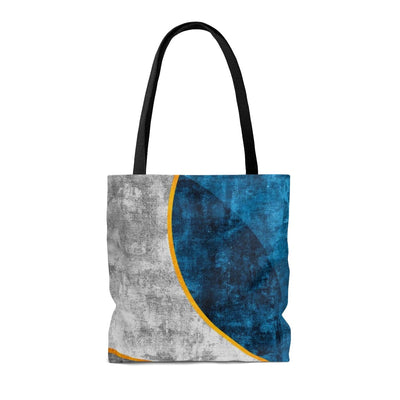 Canvas Tote Bag Black Blue Grey Circular Geometric Pattern Print - Bags