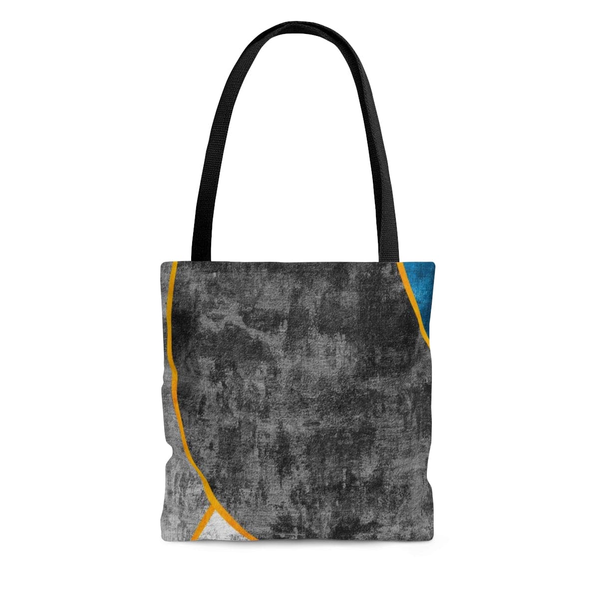 Canvas Tote Bag Black Blue Grey Circular Geometric Pattern Print - Bags
