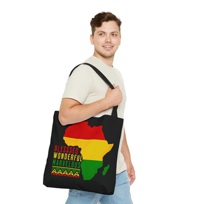 Canvas Tote Bag Blessed Wonderful Marvelous Christian African Heritage