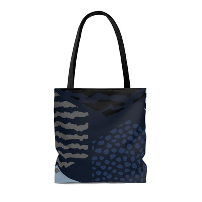 Canvas Tote Bag Blue Grey White Hexagon Print - Bags