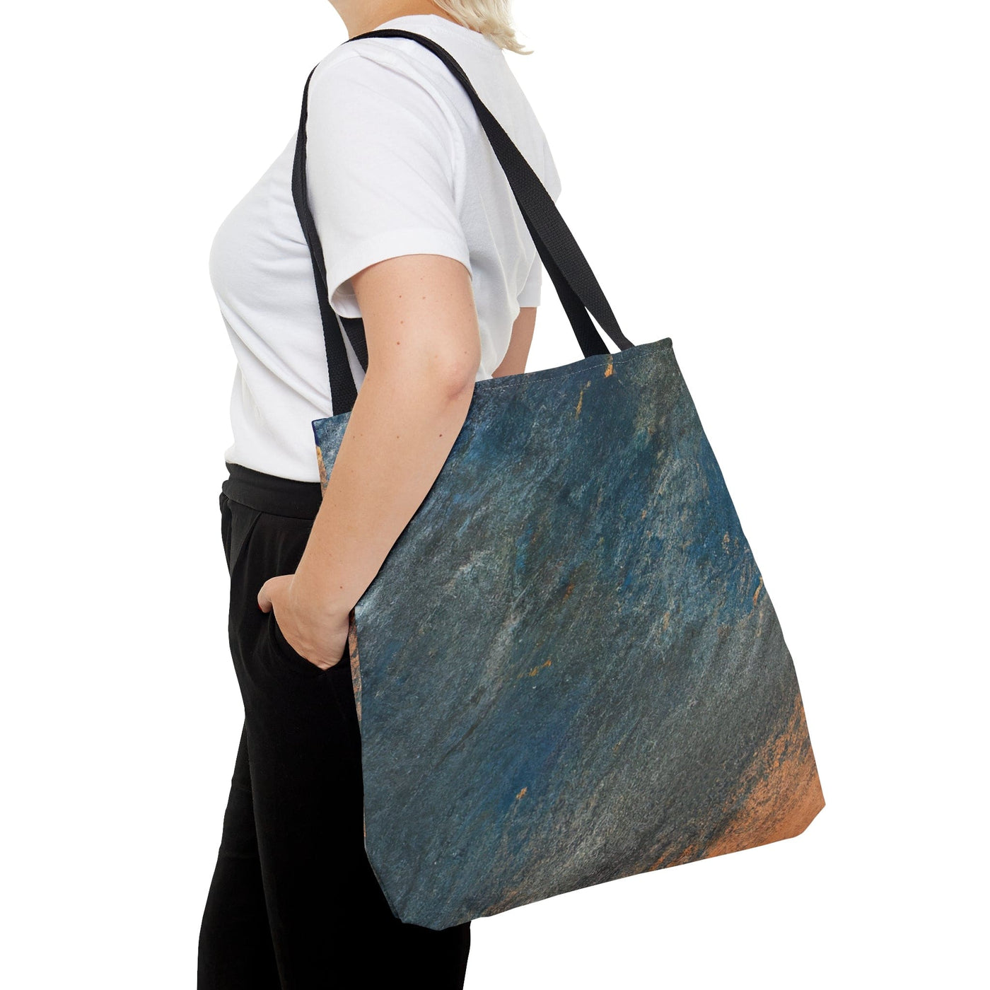 Canvas Tote Bag Blue Orange Abstract Pattern - Bags