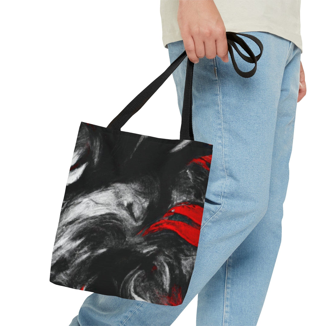 Canvas Tote Bag Decorative Black Red White Abstract Seamless Pattern - Bags