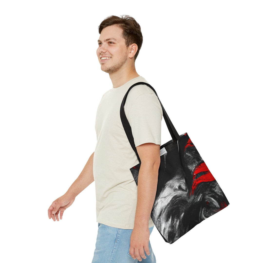 Canvas Tote Bag Decorative Black Red White Abstract Seamless Pattern - Bags