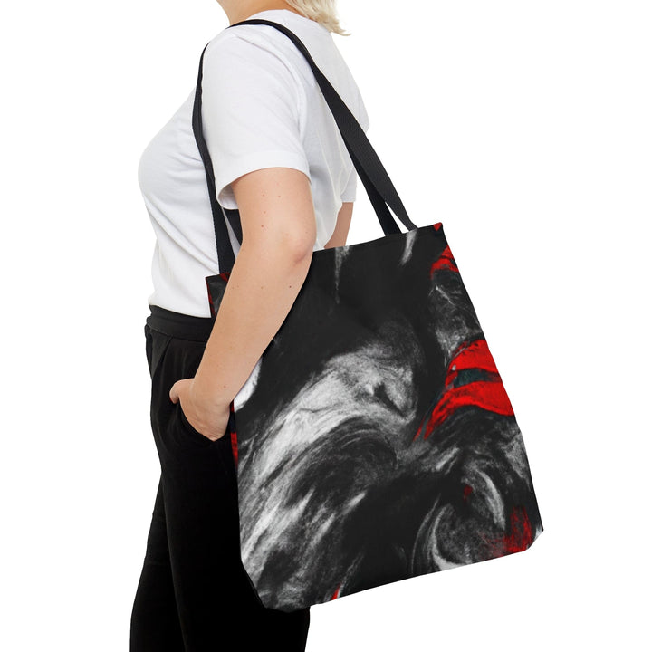 Canvas Tote Bag Decorative Black Red White Abstract Seamless Pattern - Bags