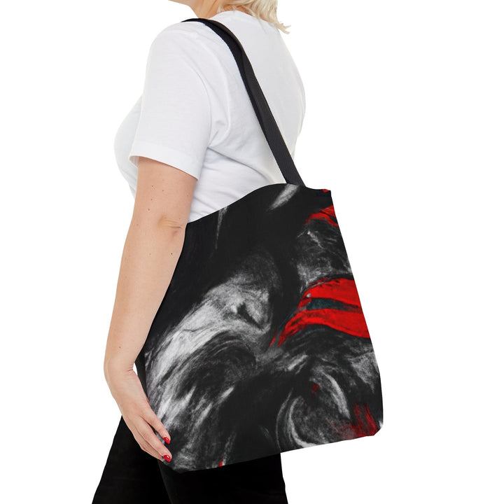 Canvas Tote Bag Decorative Black Red White Abstract Seamless Pattern - Bags