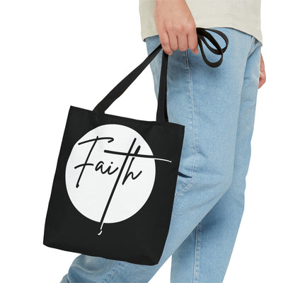Canvas Tote Bag Faith - Christian Affirmation - White And Black - Bags | Canvas