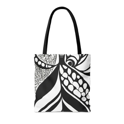 Canvas Tote Bag Floral Black Line Art Print 60110 - Bags
