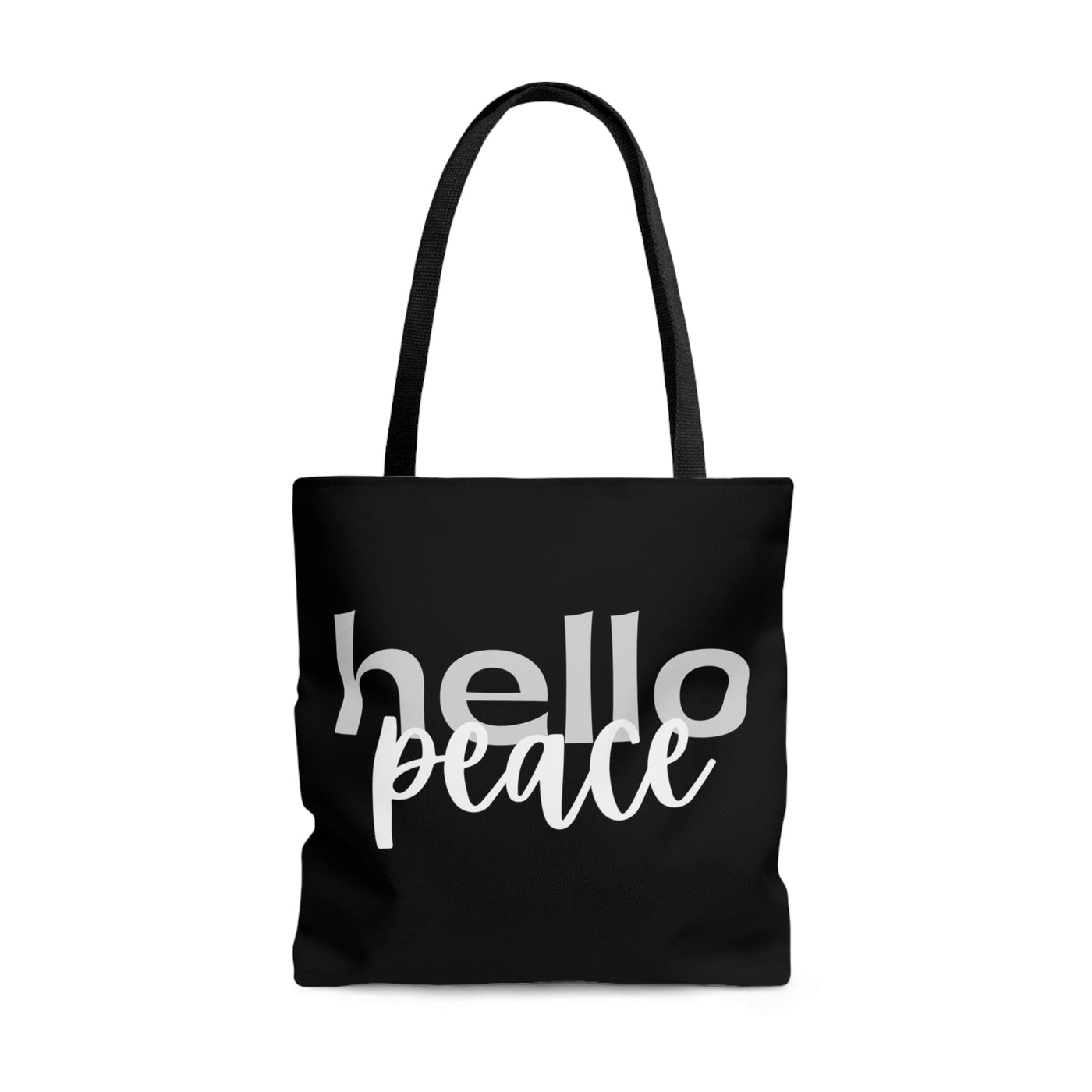 Canvas Tote Bag Hello Peace Motivational Peaceful Aspiration - Grey/white