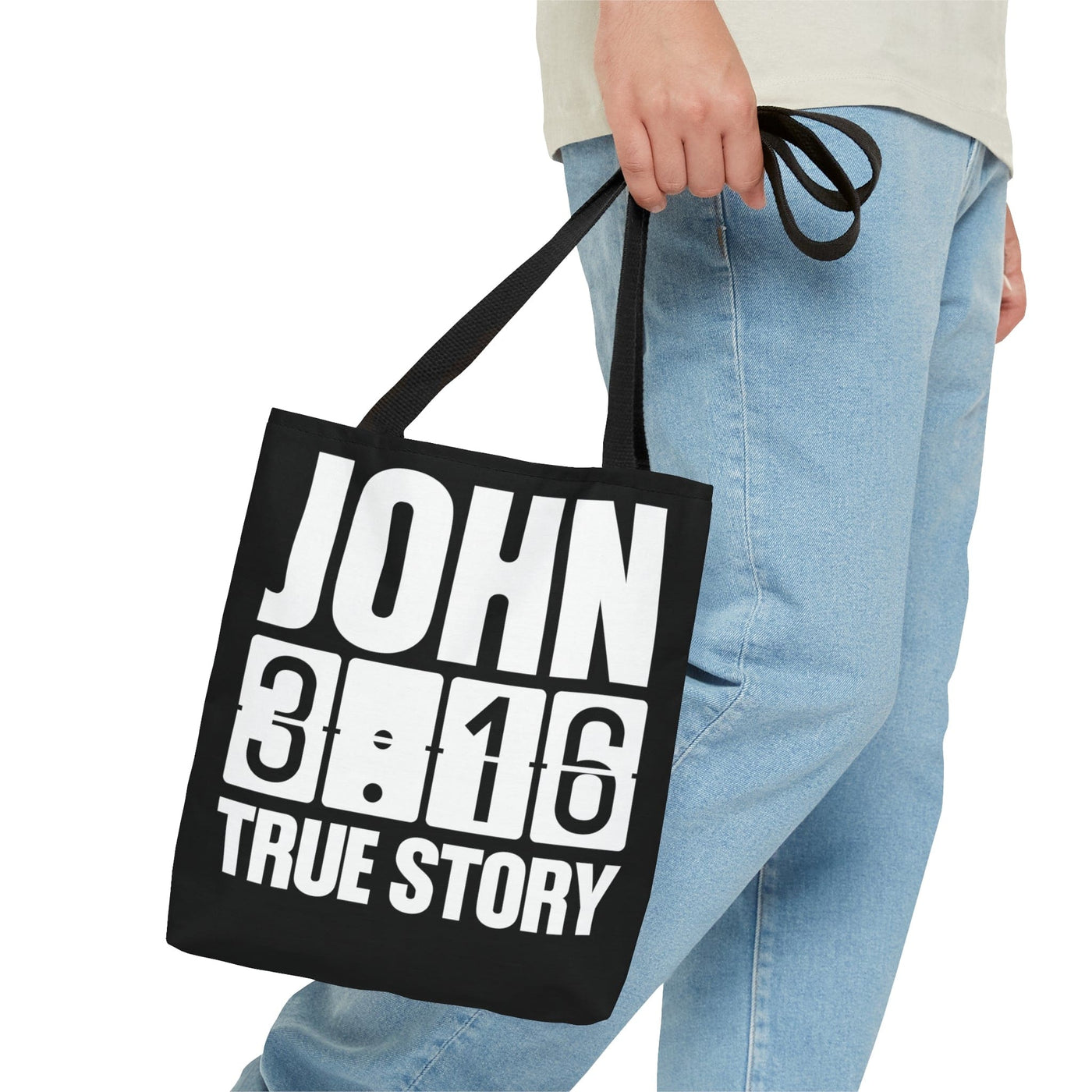 Canvas Tote Bag John 3:16 True Story - Scripture Inspiration - Bags | Canvas
