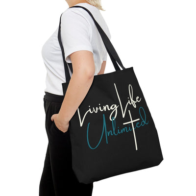 Canvas Tote Bag Living Life Unlimited - Inspirational Motivation - White And