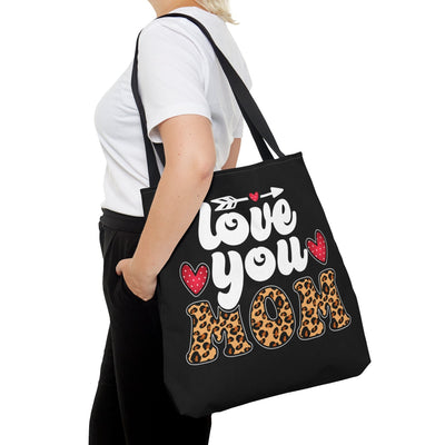 Canvas Tote Bag Love You Mom Leopard Print - Bags