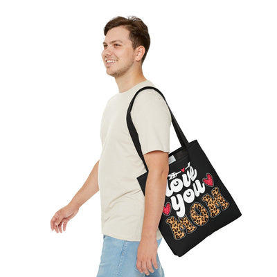 Canvas Tote Bag Love You Mom Leopard Print - Bags