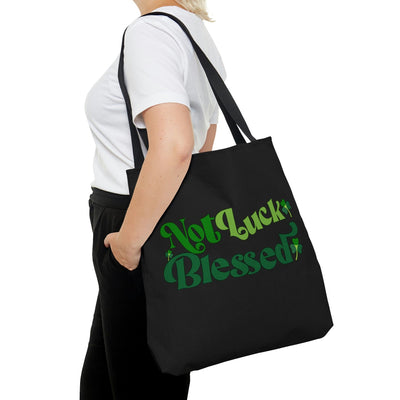 Canvas Tote Bag Not Luck Blessed Word Art Inspiration - Bags | Canvas Tote Bags