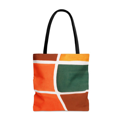 Canvas Tote Bag Orange Green Boho Pattern - Bags