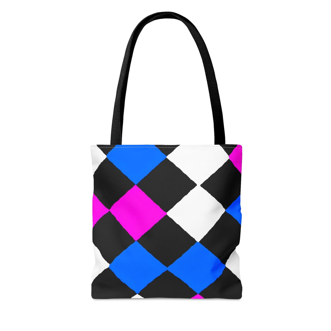 Canvas Tote Bag Pink Blue Checkered Pattern - Bags | Canvas Tote Bags