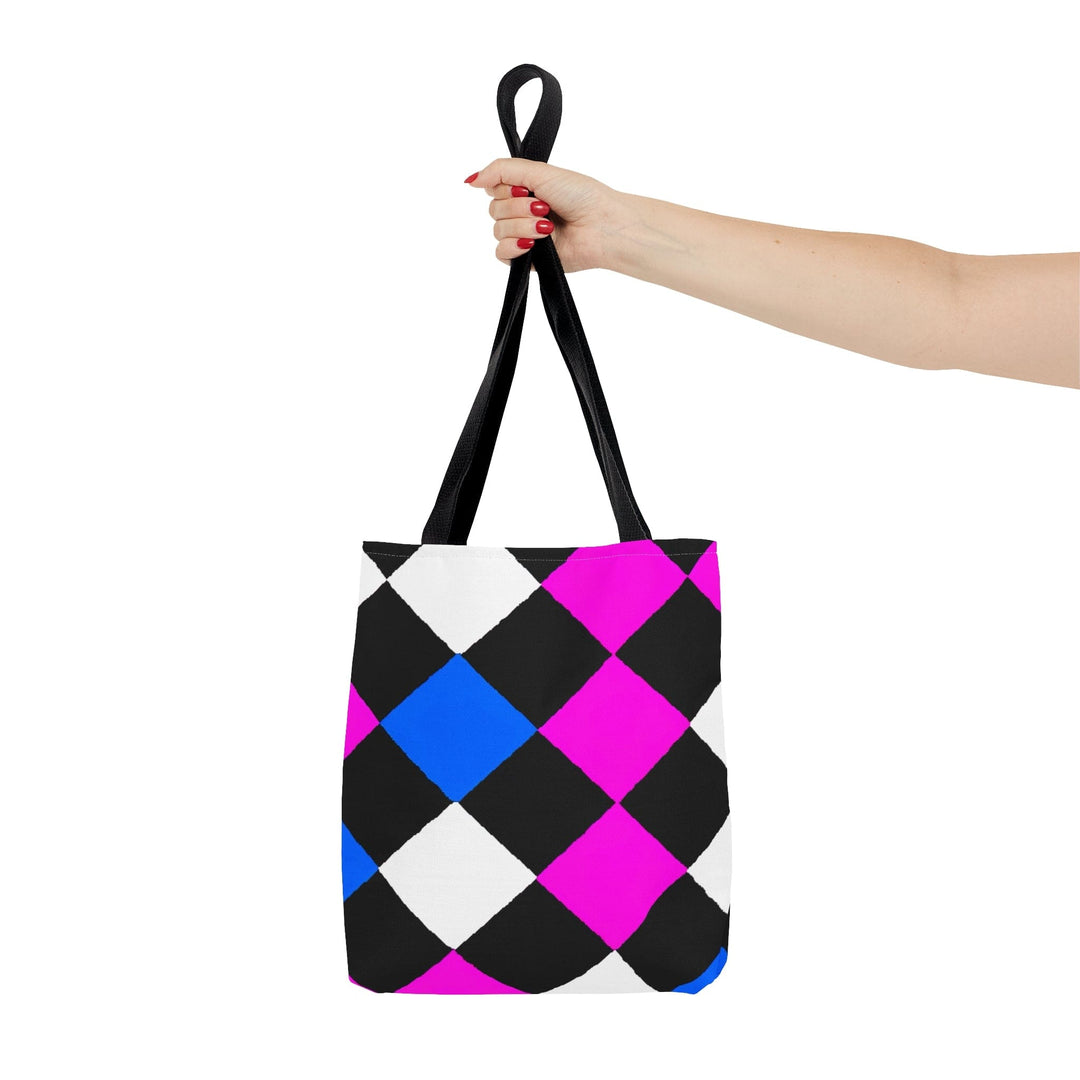 Canvas Tote Bag Pink Blue Checkered Pattern - Bags | Canvas Tote Bags