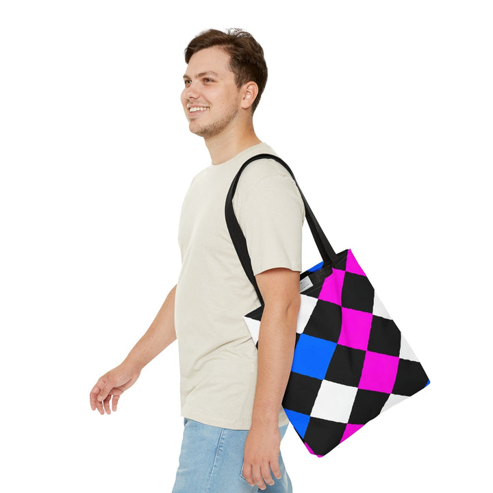 Canvas Tote Bag Pink Blue Checkered Pattern - Bags | Canvas Tote Bags