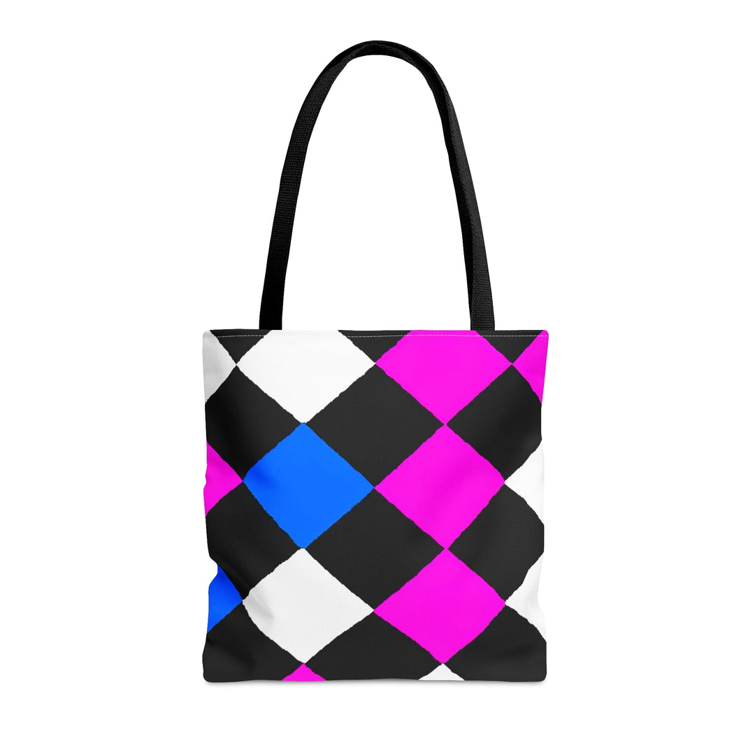 Canvas Tote Bag Pink Blue Checkered Pattern - Bags | Canvas Tote Bags