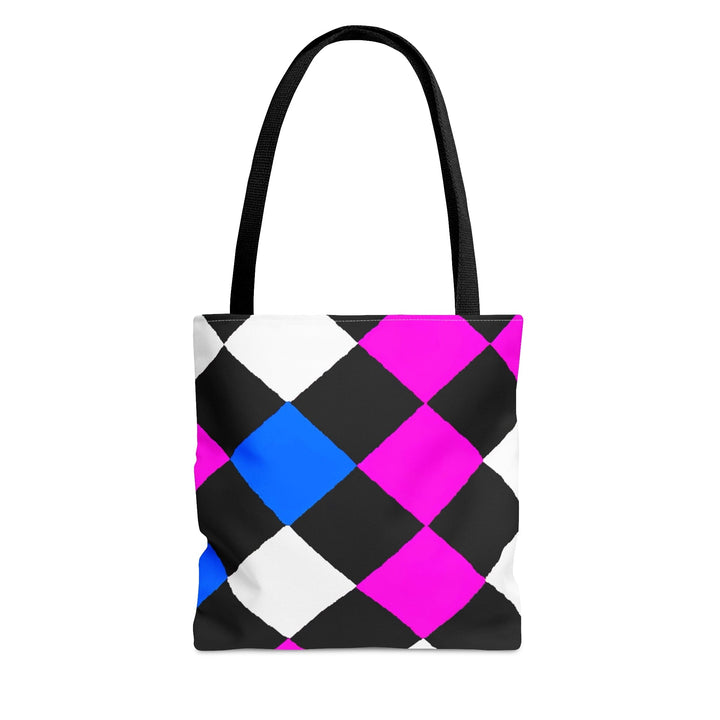 Canvas Tote Bag Pink Blue Checkered Pattern - Bags | Canvas Tote Bags