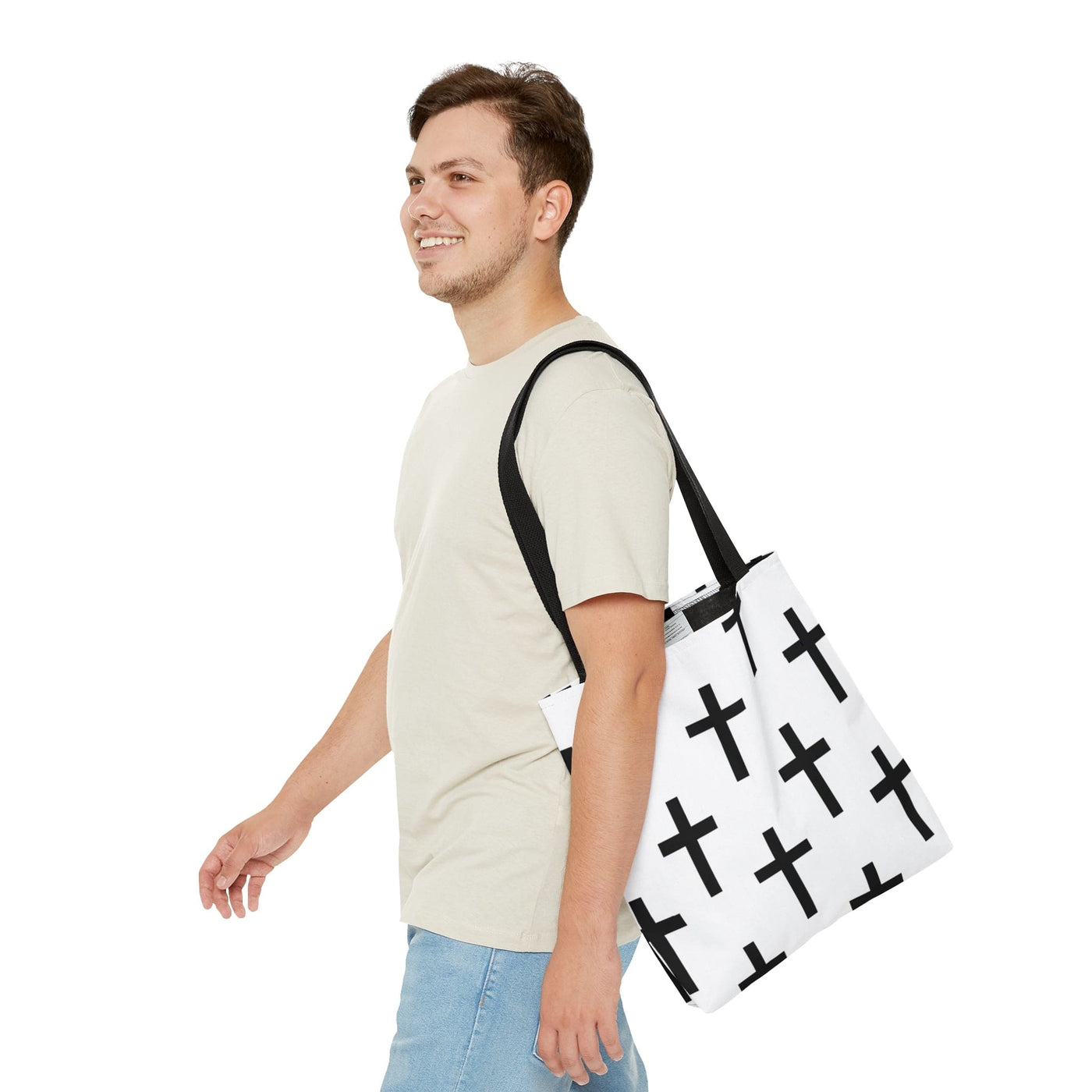 Canvas Tote Bag White And Black Seamless Cross Pattern - Bags | Canvas Tote Bags