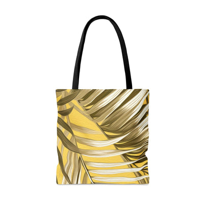Canvas Tote Bag White Brown Palm Leaves - Bags