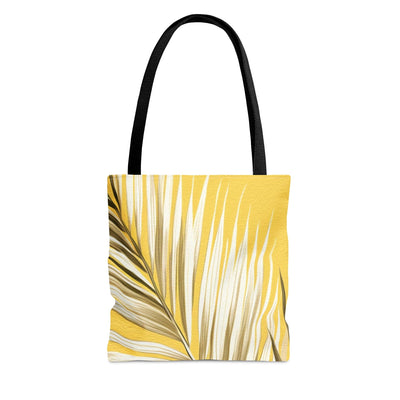 Canvas Tote Bag White Brown Palm Leaves - Bags