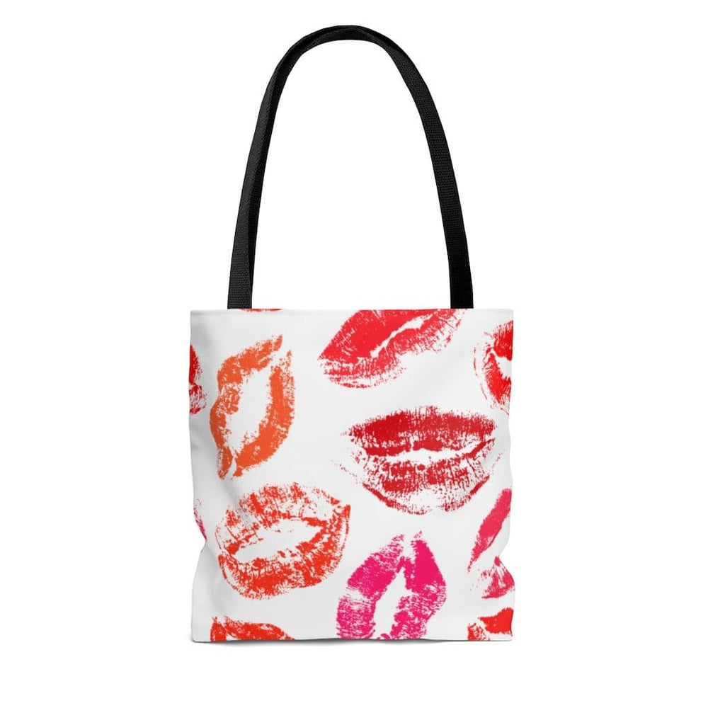 Canvas Tote Bags Xoxo White and Red Lipstick Kisses Style Shoulder Bag - Bags