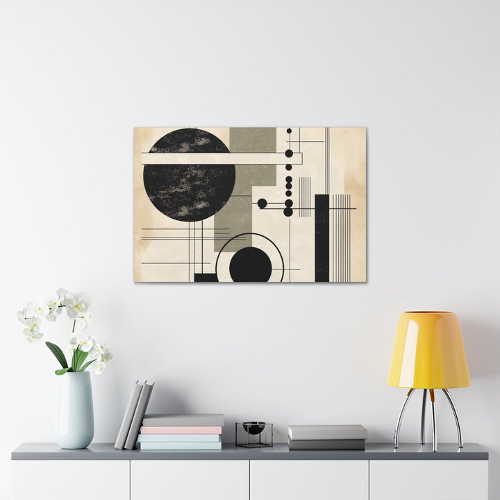 Canvas Wall Art Decor Abstract Black Beige Brown Geometric Shapes - Decorative