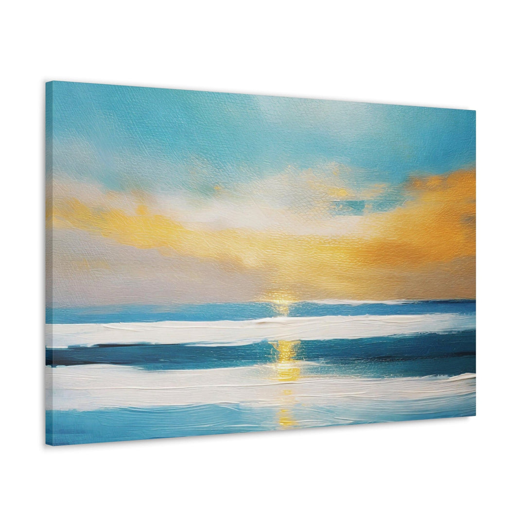 Canvas Wall Art Decor Blue Ocean Golden Sunset Print - Decorative | Wall Art