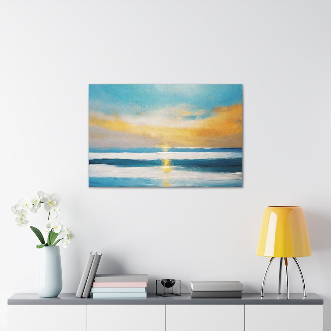 Canvas Wall Art Decor Blue Ocean Golden Sunset Print - Decorative | Wall Art