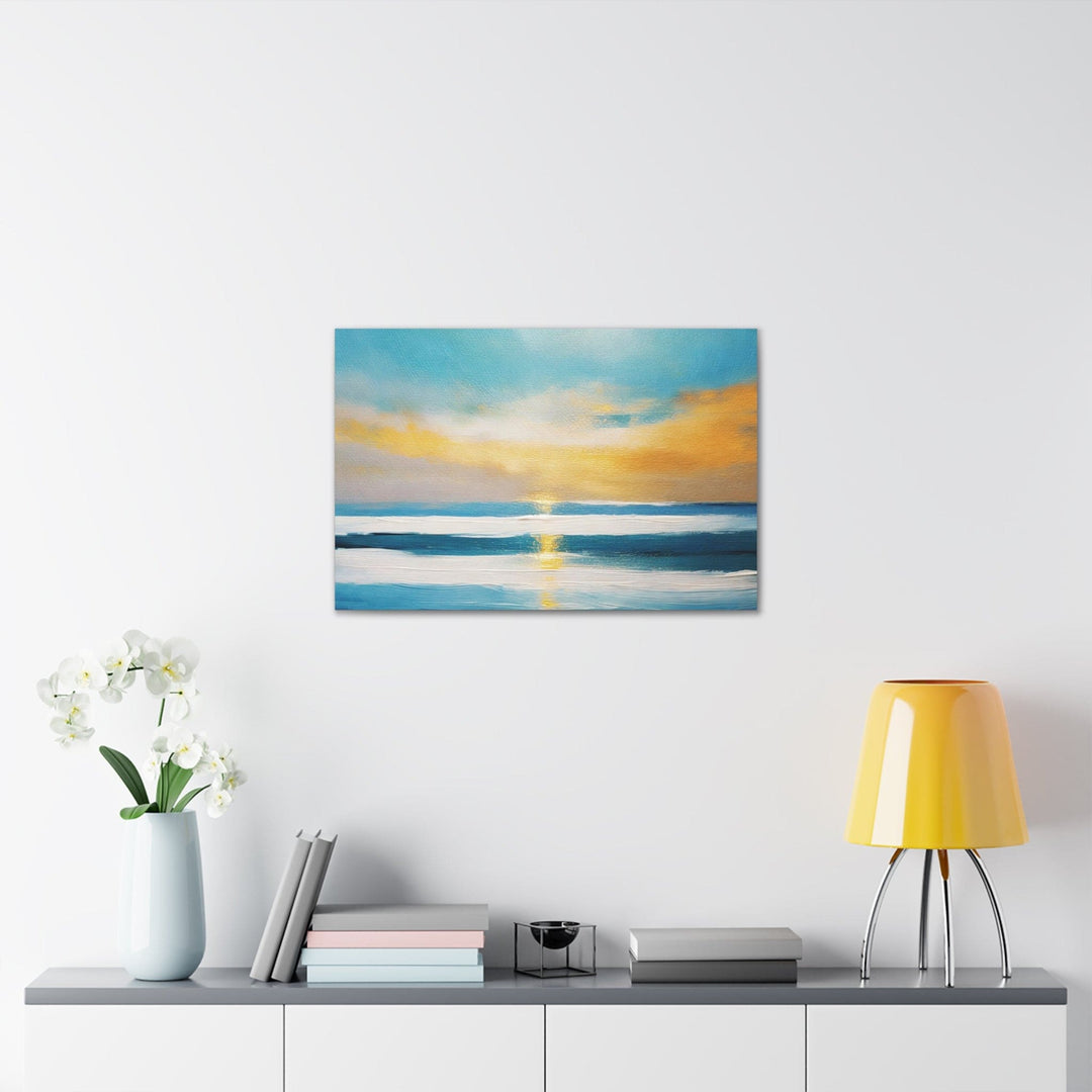 Canvas Wall Art Decor Blue Ocean Golden Sunset Print - Decorative | Wall Art