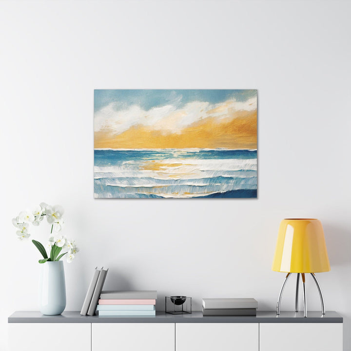 Canvas Wall Art Decor Blue Ocean Golden Sunset Print - Decorative | Wall Art