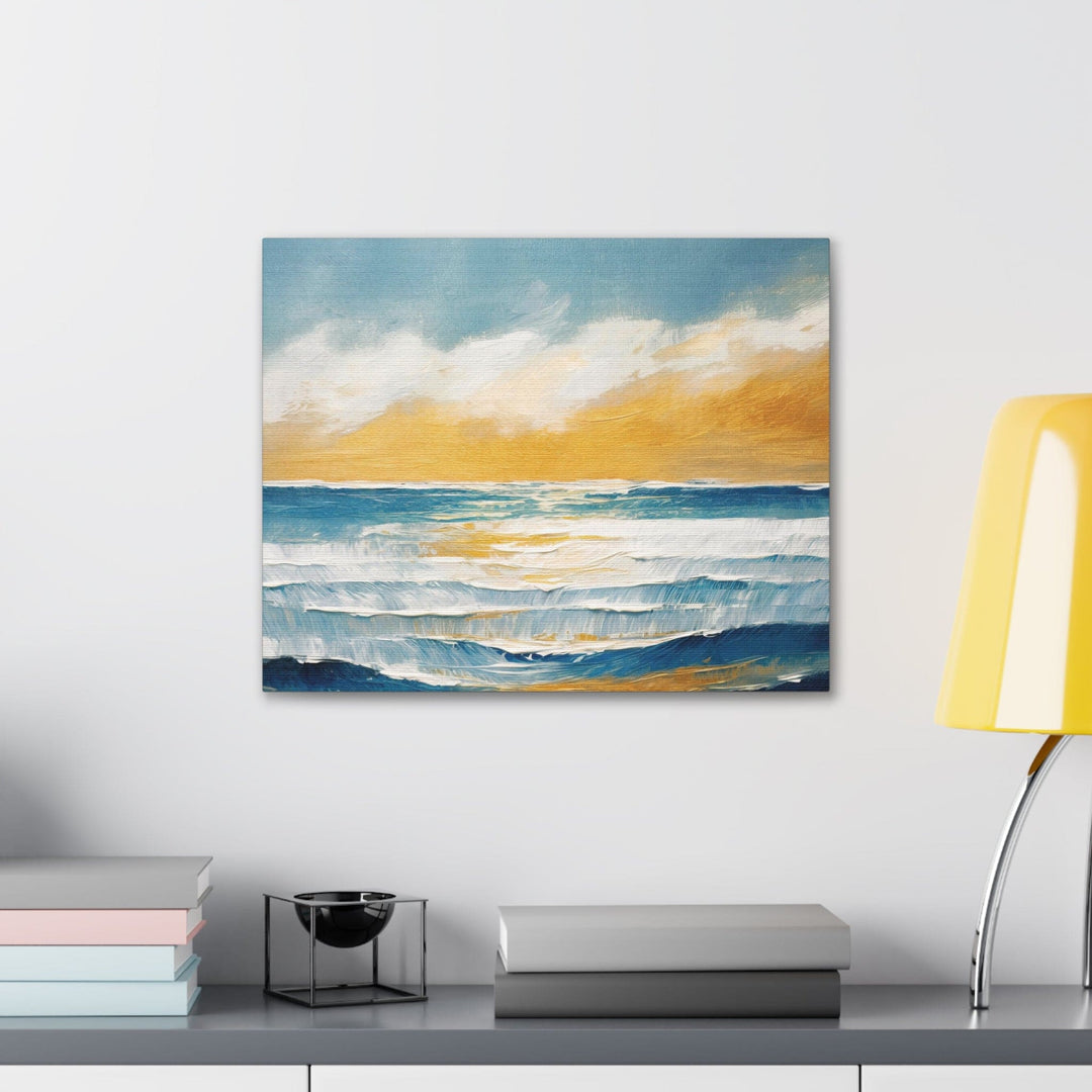 Canvas Wall Art Decor Blue Ocean Golden Sunset Print - Decorative | Wall Art