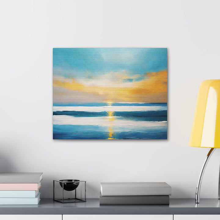 Canvas Wall Art Decor Blue Ocean Golden Sunset Print - Decorative | Wall Art