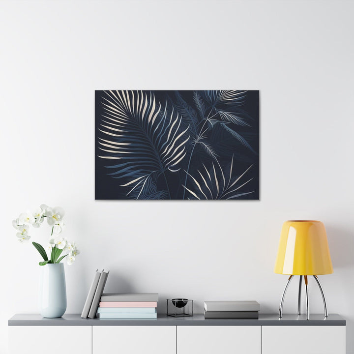 Canvas Wall Art Decor Blue White Palm Leaves - Decorative | Wall Art | Canvas