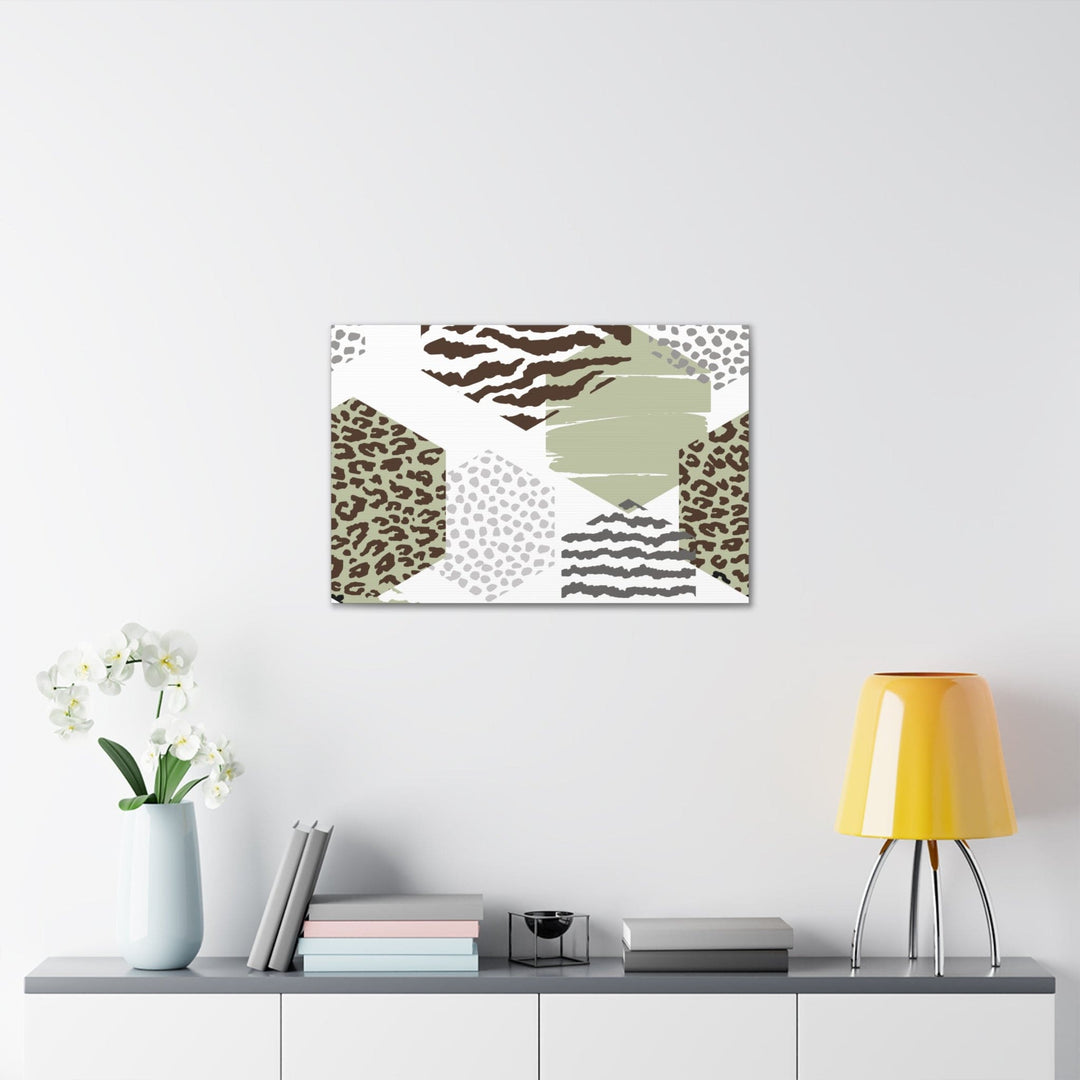 Canvas Wall Art Decor Brown Green Grey Geometric Hexagon Print - Decorative