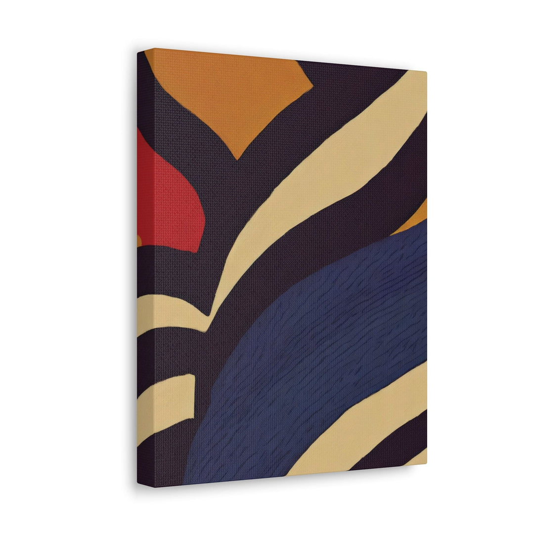 Canvas Wall Art Decor - Brown Red Blue Colorblock Lines - Decorative/Wall