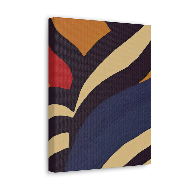 Canvas Wall Art Decor - Brown Red Blue Colorblock Lines - Decorative/Wall