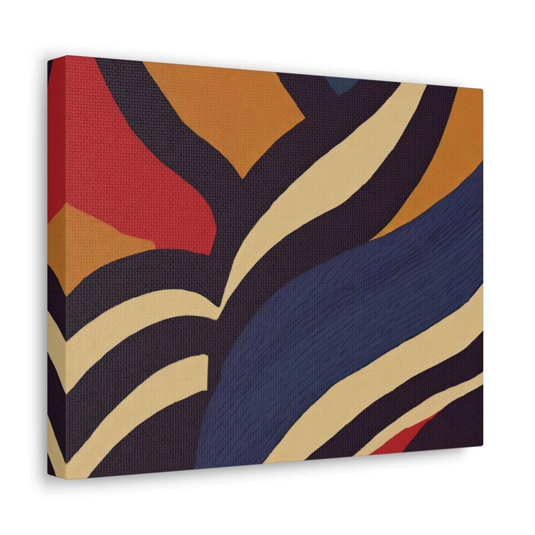 Canvas Wall Art Decor - Brown Red Blue Colorblock Lines - Decorative/Wall