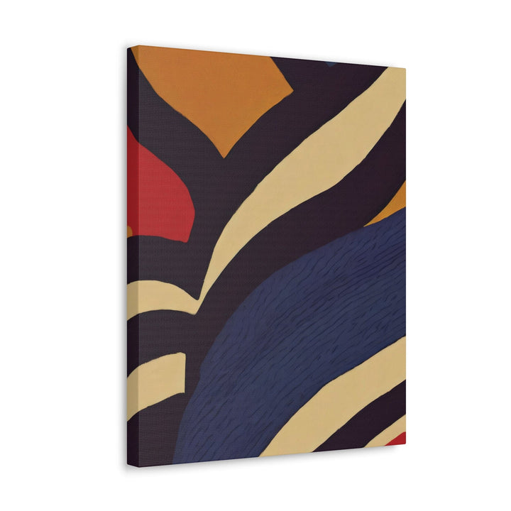 Canvas Wall Art Decor - Brown Red Blue Colorblock Lines - Decorative/Wall