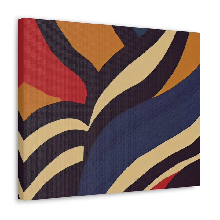 Canvas Wall Art Decor - Brown Red Blue Colorblock Lines - Decorative/Wall