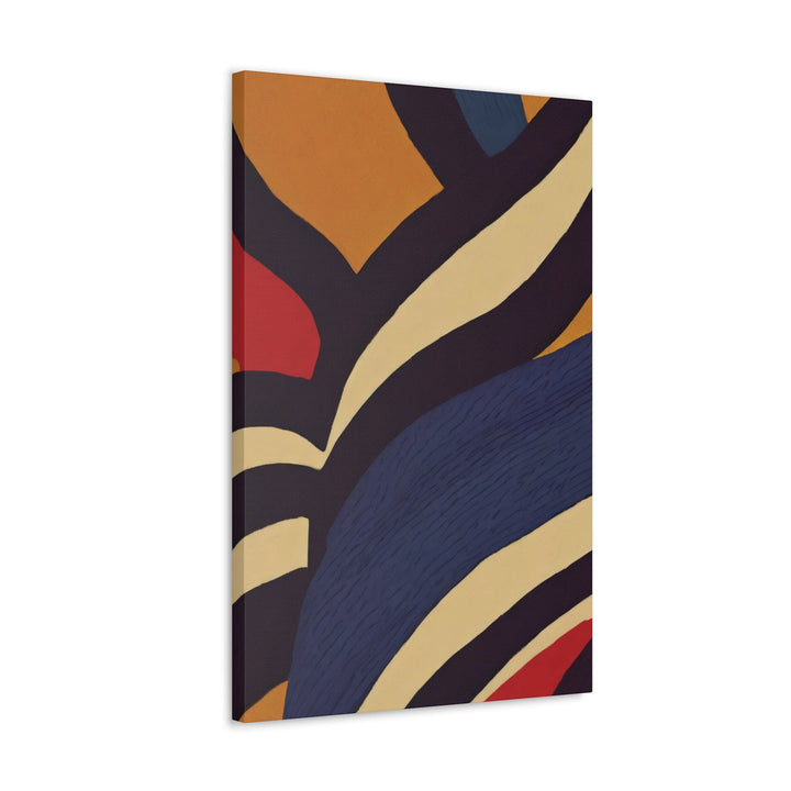 Canvas Wall Art Decor - Brown Red Blue Colorblock Lines - Decorative/Wall