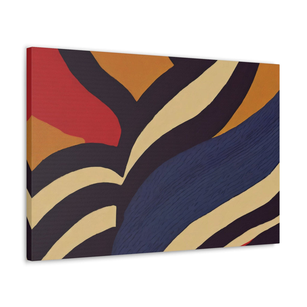 Canvas Wall Art Decor - Brown Red Blue Colorblock Lines - Decorative/Wall