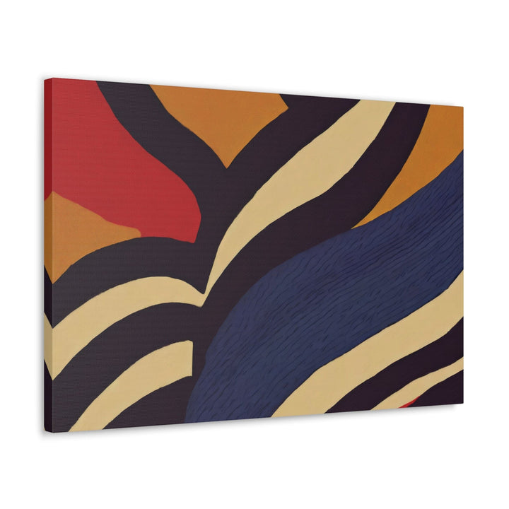 Canvas Wall Art Decor - Brown Red Blue Colorblock Lines - Decorative/Wall
