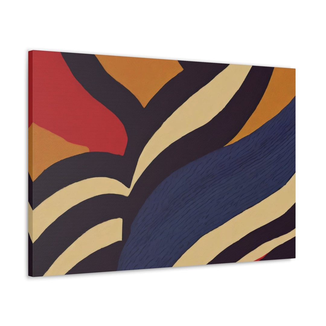 Canvas Wall Art Decor - Brown Red Blue Colorblock Lines - Decorative/Wall