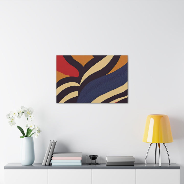 Canvas Wall Art Decor - Brown Red Blue Colorblock Lines - Decorative/Wall