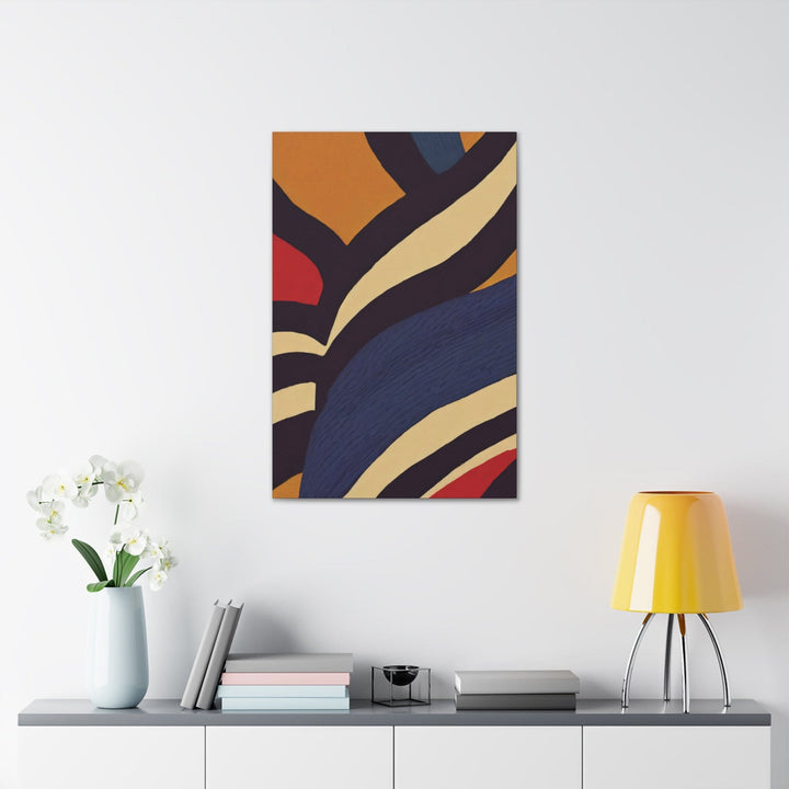 Canvas Wall Art Decor - Brown Red Blue Colorblock Lines - Decorative/Wall