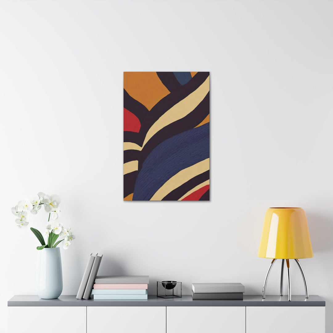 Canvas Wall Art Decor - Brown Red Blue Colorblock Lines - Decorative/Wall