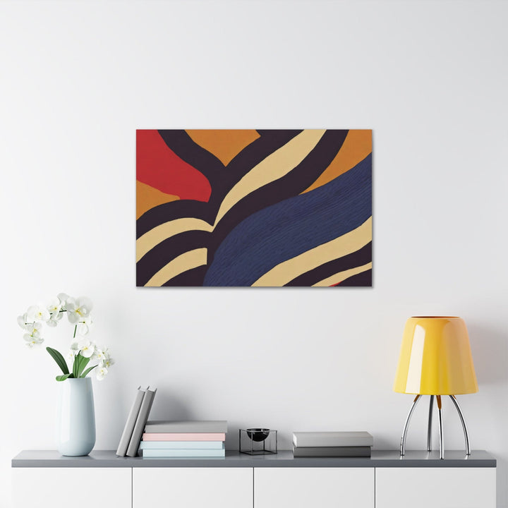 Canvas Wall Art Decor - Brown Red Blue Colorblock Lines - Decorative/Wall